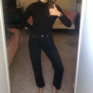 Levi Black Denim 501 Straight Leg